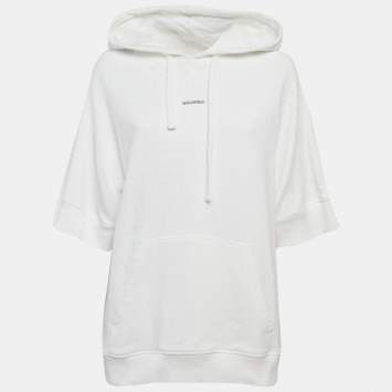 RED Valentino White Tulle and Cotton Knit Half Sleeve Hoodie XS