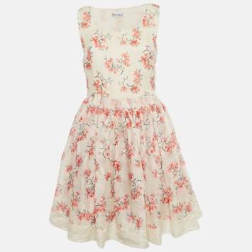 Pre Owned RED Valentino Cream Daisy Silk Mini Dress XS