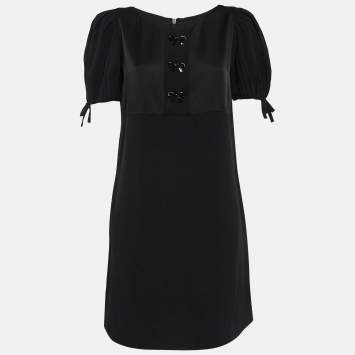 Pre Owned RED Valentino Black Crepe Bow Detail Mini Dress M