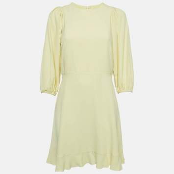 Pre Owned Red Valentino Yellow Crepe Flared Short Dress M