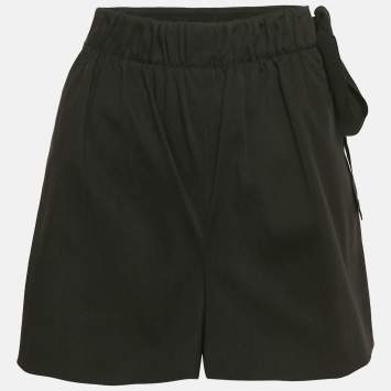 Pre Owned RED Valentino Black Cotton Tie-Up Waist Detail Shorts L