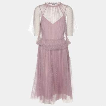 Pre Owned RED Valentino Mauve Tulle Top and Skirt Set S