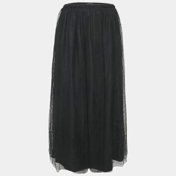 RED Valentino Black Tulle Midi Skirt M