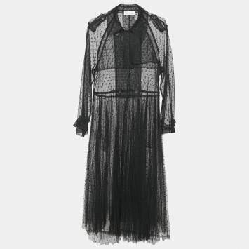 RED Valentino Black Tulle Double Breasted Sheer Coat M
