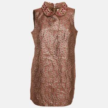 RED Valentino Metallic Embellished Jacquard Sleeveless Mini Dress L