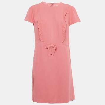 Pre Owned RED Valentino Pink Crepe Mini Dress L
