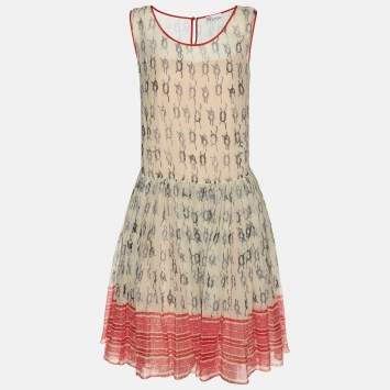 Pre Owned RED Valentino Multicolor Printed Chiffon Mini Dress S