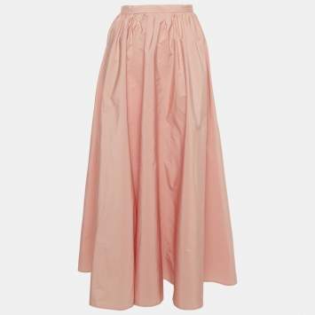 Pre Owned RED Valentino Pink Crepe Gathered Maxi Skirt XS