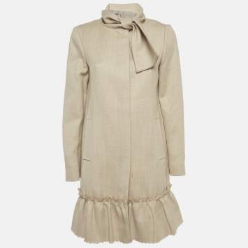 مملوكة مسبقًا RED Valentino Beige Wool Draped Neck Coat M