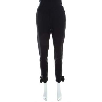 Pre Owned RED Valentino Black Wool Ankle Bow Detail Tapered Trousers M