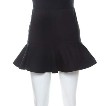Pre Owned Red Valentino Black Cotton-Blend Ruffle Mini Skirt XS