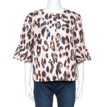 Pre Owned Red Valentino Pale Pink Leopard Print Lightweight Jacket XL 