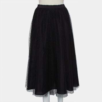 Pre Owned Red Valentino Black Tulle Midi Skirt M