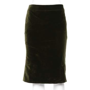 Pre Owned RED Valentino Green Velvet Pleated Hem Detail Skirt M