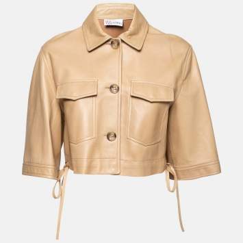 Pre Owned RED Valentino Brown Lambskin Leather Cropped Jacket M