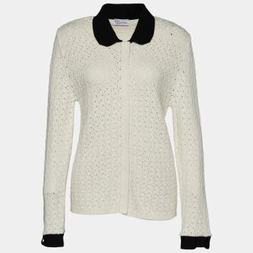 Pre Owned RED Valentino Monochrome Knit Zip Up Cardigan XL