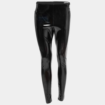 Pre Owned RED Valentino Black Faux Leather Leggings XS