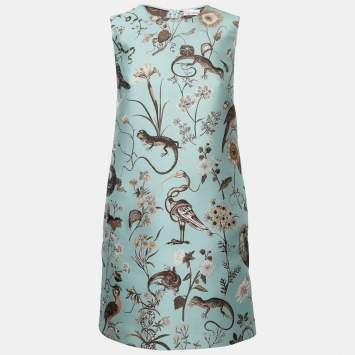 Pre Owned RED Valentino Myosotis Flora & Fauna Brocade Shift Dress S