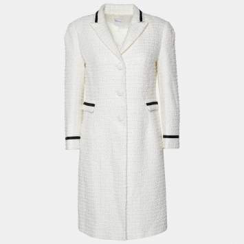 Pre Owned Red Valentino White Tweed Single Breasted Coat M