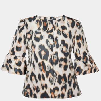 Pre Owned RED Valentino Pale Pink Leopard Print Lightweight Jacket S