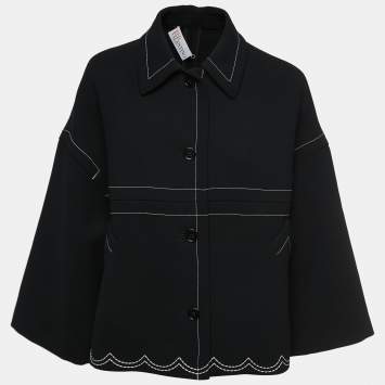 Pre Owned RED Valentino Black Crepe Stitch Detail Oversized Jacket M