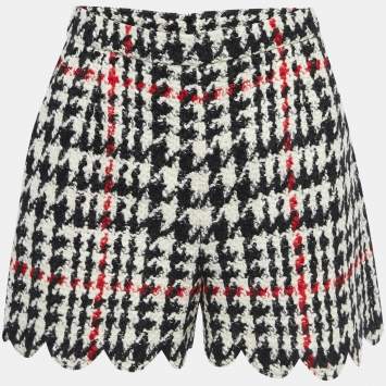 Pre Owned RED Valentino Black/White Patterned Wool Scalloped Shorts S