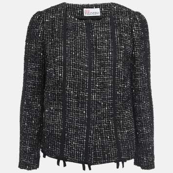Pre Owned RED Valentino Black Tweed Button Front Jacket L