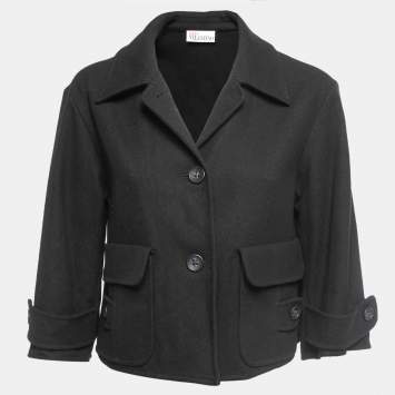 Pre Owned RED Valentino Black Wool Single Breasted Cropped Jacket S