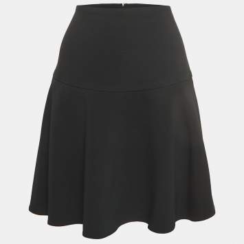 Pre Owned RED Valentino Black Crepe Flared Hem Mini Skirt M