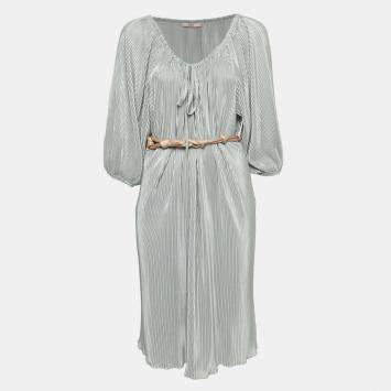 Pre Owned RED Valentino Metallic Crepe Plisse Short Dress M