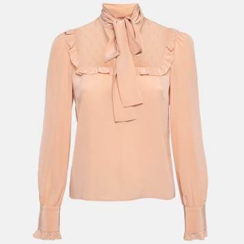 Pre Owned RED Valentino Pink Tulle Trim Chiffon Blouse M