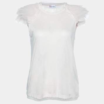 Pre Owned RED Valentino Pink Tulle Sleeve Jersey T-Shirt L