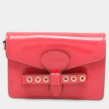 Pre Owned RED Valentino Red Patent Leather Bow Clutch Bag