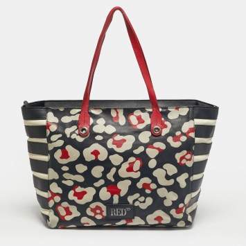 Pre Owned RED Valentino Multicolor Leather Zip Shopper Tote