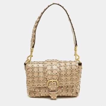 Pre Owned حقيبة كتف ريد فالنتينو فلور بازل جلْد بيدْج مزينة بالمسامير