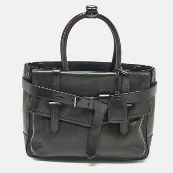 Pre Owned Reed Krakoff Black Leather Gator Boxer II Tote