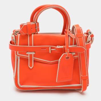 Pre Owned Reed Krakoff Neon Orange Leather Boxer Tote