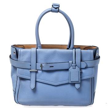 Pre Owned Reed Krakoff Sky Blue Leather Boxer Tote