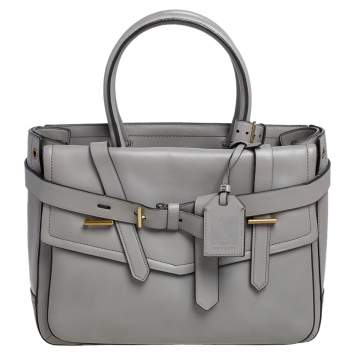 Pre Owned Reed Krakoff Grey Leather Gator Boxer II Tote