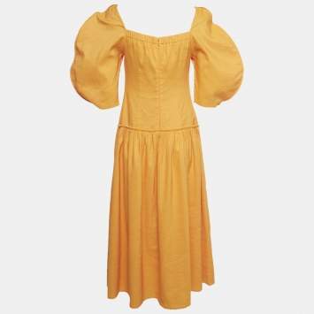 Pre Owned Rejina pyo Orange Cotton &Crepe Louisa Maxi Dress M