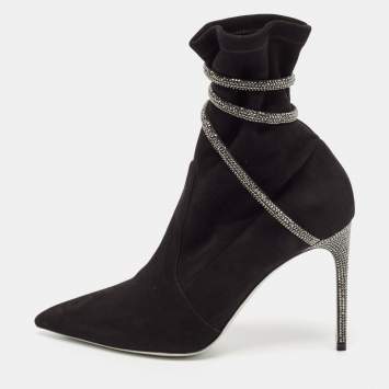 René Caovilla Black Suede Cleo Booties Size 40