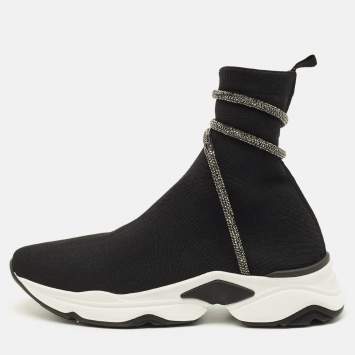 مملوكة مسبقًا حذاء رياضي رينيه كوفيللا كلِيو قماش أسود بحياكة سادة رقبة عالية مقاس 42