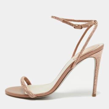Pre Owned René Caovilla Metallic Leather Ellabrita Slingback Sandals Size 39