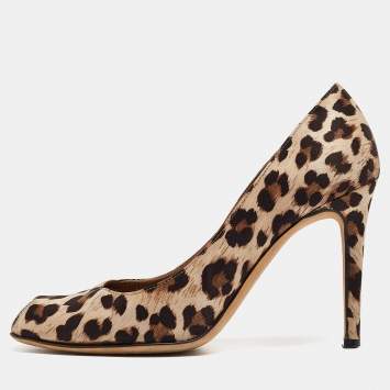Pre Owned René Caovilla Brown/Beige Satin Crystal Embellished Pumps Size 37