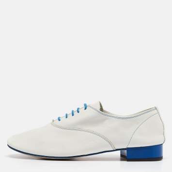 Pre Owned Repetto White Leather Lace Up Loafers Size 39