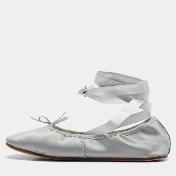 Pre Owned Repetto Grey Satin Sophia Ballet Flats Size 40