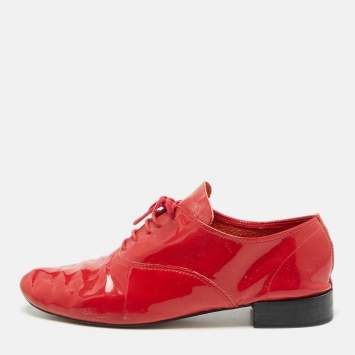 Pre Owned Repetto Red Patent Leather Slip On Derby Size 39