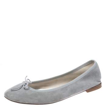 Pre Owned Repetto Grey Suede Leather Cendrillon Ballerina Flats Size 42