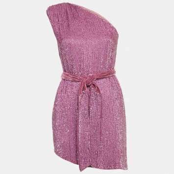 مملوكة مسبقًا Retrofete Purple Sequin One Shoulder Mini Dress XS