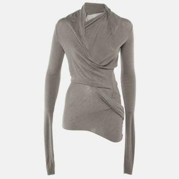 Pre Owned Rick Owens Grey Knit Knot Detail Top S
